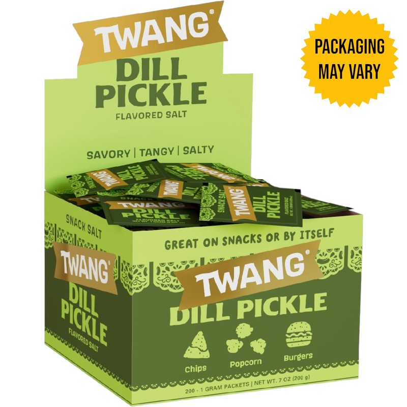 Twangerz Snack Topping, Pickle, 1 Gram Packets (Pack of 200)