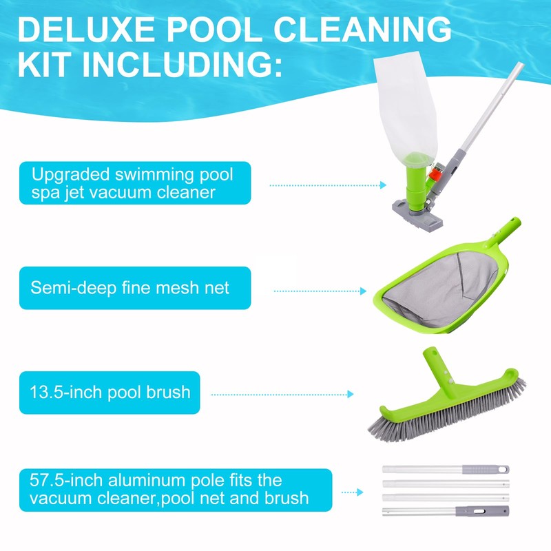 Sepetrel Deluxe Swimming Pool Cleaning Kit with Spa Jet Vacuum