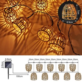 YeahBoom Led Solar Lichterkette Aussen,Led Solar Rattankugel Lampion,Solar Lichterkette Aussen,Lichterkette Außen Solar,Solarleuchten Balkon Garten Outdoor für Außen Garten Solarleuchten