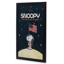 Peanuts Snoopy First Beagle On the Moon Framed Wood Wall Decor - Fun Peanuts Space Themed Wall Art for Home, Office or Classroom
