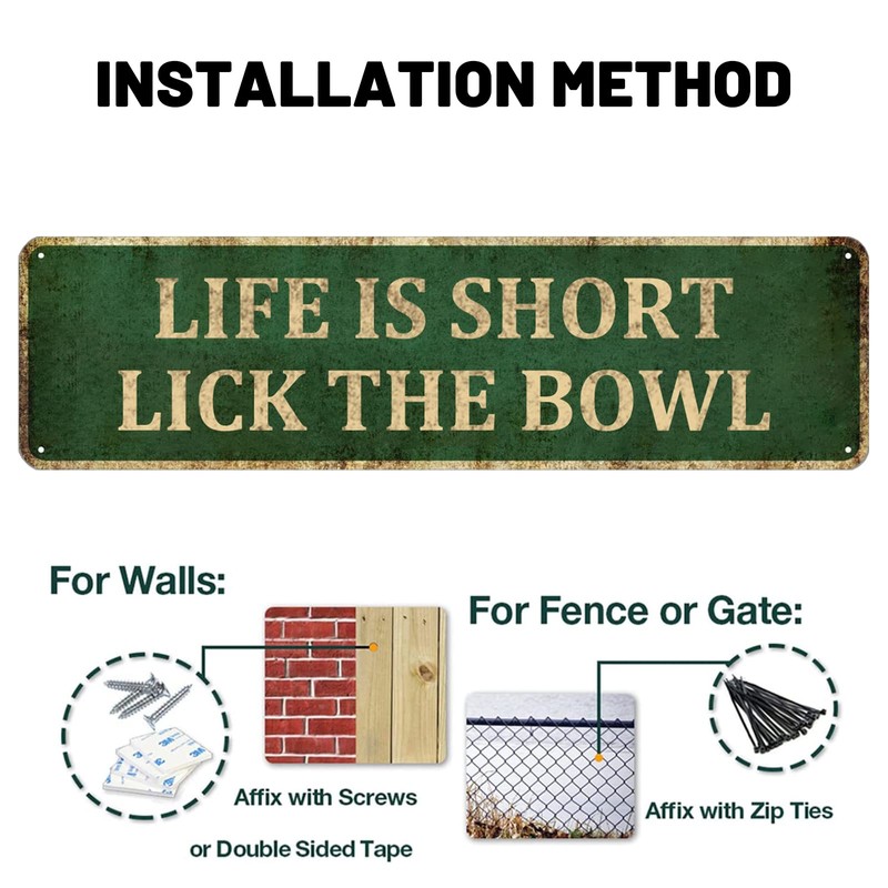 Mukuko Kitchen Tin Sign, Life is Short Lick The Bowl,