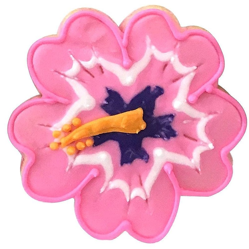 Foose Brand Hibiscus Cookie Cutter 3.75 in, Tin Plate Steel,