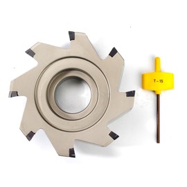 OSCARBIDE 5" x1-1/2 Indexable Face Mill, 1-1/2" Arbor Hole, 5" Cutting Diameter, Coolant Thru, 8 Flutes, 90°, 8pcs APKT1604 Inserts