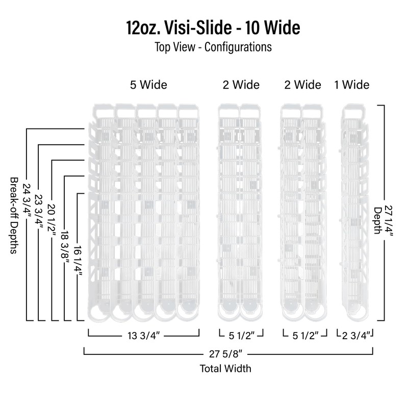 Display Technologies Visi-Slide Gravity Fed Organizer, low ring for 12-16oz