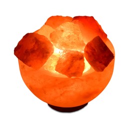 Himalayan Salt Fire Bowl Lamp with Salt Chunks Air Purifying with Neem Wood 6ft UL-Listed Cord Dimmer with Control Bulb 25 Watt (6-7 Inch) 7-8 lbs