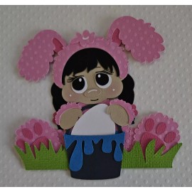 Unbranded Easter Bunny Girl  Sitting Black Hair. Scrapbook, Card Making Paper Piecing