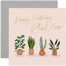 Old English Co. Happy Birthday Plant Mum Birthday Card for Her - Cute Gardening Design for Mum, Sister, Friend | Gardening Gifts for Women | Blank Inside & Envelope Included