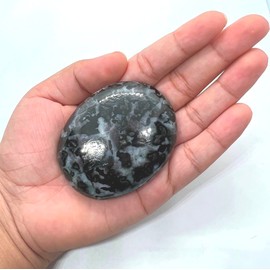 Gemstone Indigo Gabbro Carved Palm Stone/Pocket Palm Stone/Reiki Healing & Crystal Grid for Natural Body Chakra Balancing