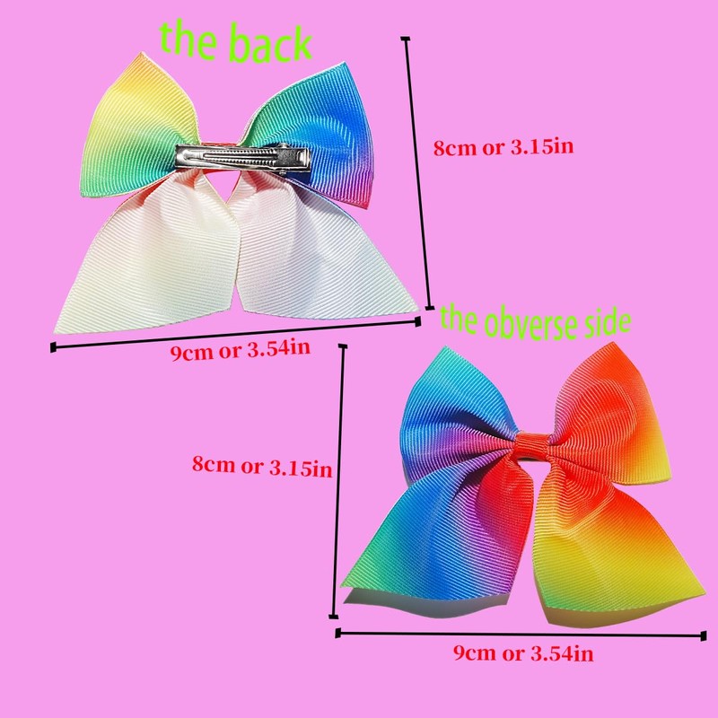 INSbobo Girls Hair Clips Set - 4 Rainbow Bows &