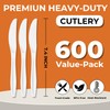 600Pack Disposable Plastic Knives Bulk White Heavy Duty Silverware -