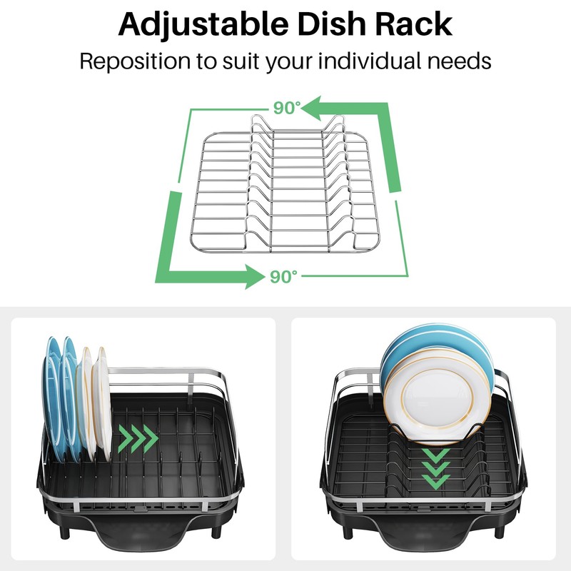 SNTD Dish Drying Rack, Expandable Dish Rack for Kitchen Counter,