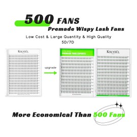 KOLYBEL 500 Premade Fans Eyelash Extensions 9D 0.05 Promade Wispy Lash Extensions 8-15mm Mixed Length D Curl Pointed Thin Base Handmade Volume Premade Lash Extensions Fans(9D,0.05-D-8-15mm)