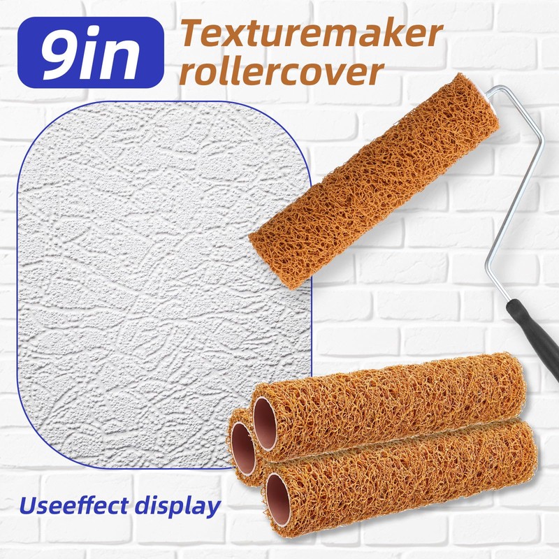 4 Pcs Textured Paint Roller Set, 9 inch Small Textured