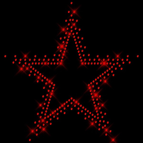 Glitzerdeals Iron-On Transfer Carnival Rhinestone Large Star Outline Red Star