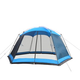 Hyper Venture Screen House 15x13 FT Mesh Canopy Tent with 2 Removable Sun Shelter Walls Camping Gazebo for 8-10 People Outdoor Party Activities, Blue