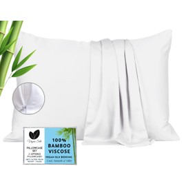 Cooling Pillow Cases King - 100% Viscose Bamboo Pillowcase Set of 2 Zippered, Cool Viscose Bamboo Pillow Cases for Hot Sleepers, Soft Pillow Cases
