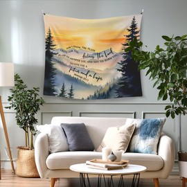 WAITPI Christian Nature Mountain Hanging Wall Tapestry for Bedroom, Forest Landscape Jeremiah 29:11 Bible Verse Scripture Wall Hanging Decor Tapestry for Home Living Room Church Office, 50x60in