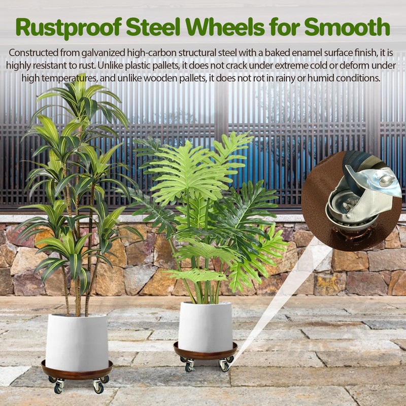 Plant Saucer 16" Rolling Plant Caddy Rolling Plant Stand with