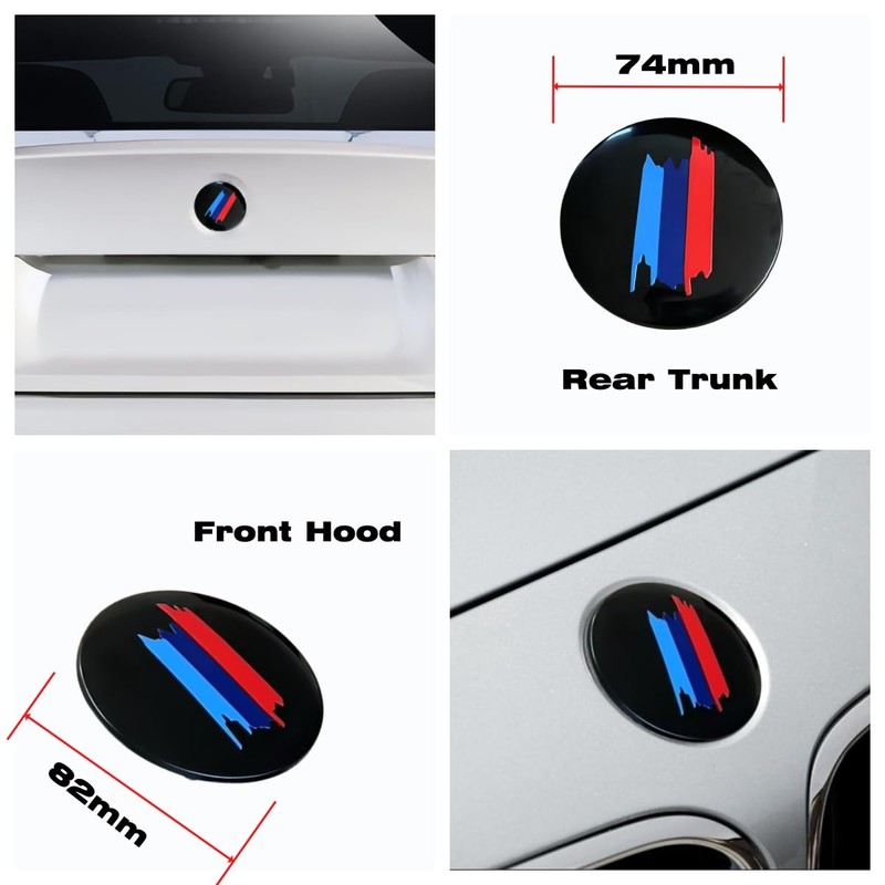 Car M 3 Color 82mm Front Hood Emblem and 74mm