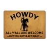 Funny Welcome Doormat Novelty Doormat Howdy All Y'all Are Welcome