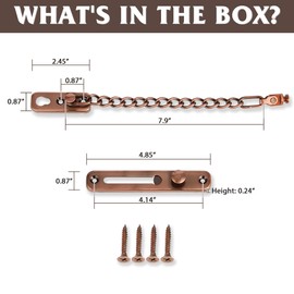 Alise Chain Door Guard Lock,Door Chain Locks with Safety Spring Anti-Theft Press Latch,Chain Locks for Inside and Extra Front Door, Red Bronze(1 Pack)