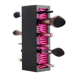 Organizador de brochas de maquillaje, organizador de silicona para secar al aire, organizador para brochas, delineadores de ojos y más, práctico contenedor de herramientas cosméticas de NASHI (rojo y negro)