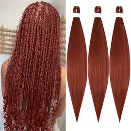Braiding Hair Pre Stretched for Women Hair Extensions Box Braids Soft Synthetic Knotless Yaki Texture Hot Water Setting Braid Ginger (24inch 3Packs)