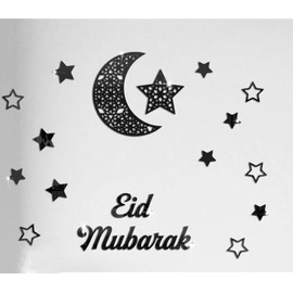 MACGIKMIRO 18 Pcs Moon and Stars Acrylic Wall Stickers Removable Adhesive Wall Mirror Decor for DIY Living Room Home Background (Black)