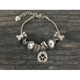 Infinity Collection Dog Charm Bracelet - Paw Print Jewelry- Dog Lovers Bracelet- Dog Owner Bracelet - Gift for Dog Lovers
