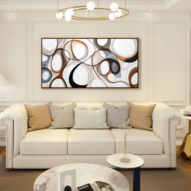 Large Wall Art for Lving Room-Textured Abstract Canvas Wall Art Framed Artwork for Walls Bedroom Wall Decor Above Bed Brown and Blacke Modern office Decorations 29×58IN