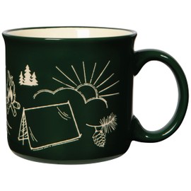 Jubilee Danica Stoneware Mug - 20 oz Modern Camping Design, Reusable, Microwave Safe