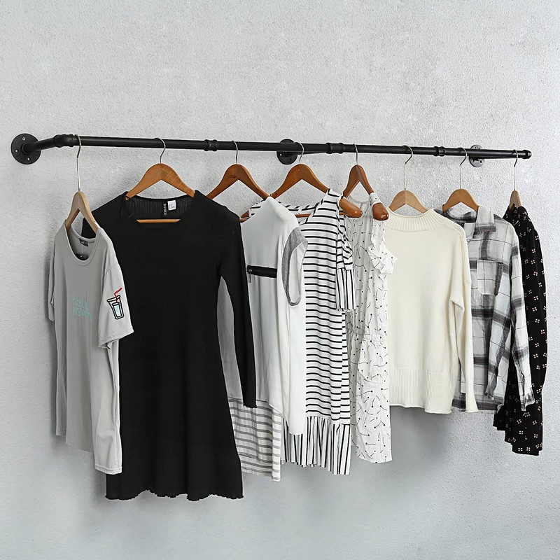 72inch Industrial Pipe Clothes Rack Wall Mount For Hanging Rod