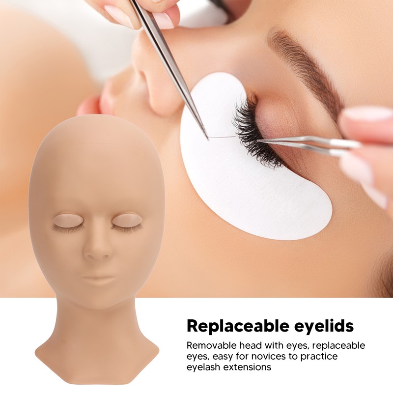 Lash Mannequin Head Soft Silicone Replaced Eyelids Mannequin Head for