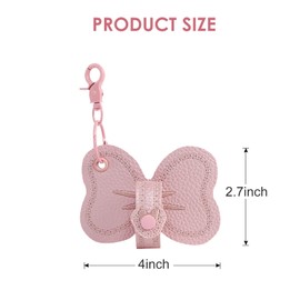 Nuolich Mouse Ear Holder for Backpack Pink Leather Strap Keychain Headband Holder Trip Accessories Display Decor Bowknot