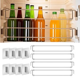 Lybula RV Refrigerator Adjustable Tension Rods Set 12.5-22.3 Inch Refrigerator Bar, 4-Pack with Anti-Slip Pads, Stainless Steel