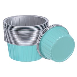 HARFINGTON Light Blue Cupcake Cups, 25pcs Aluminum Foil 5oz Standard Cupcake Liners Dessert Disposable Cupcake Baking Cups for Birthday Party Supplies Weddings Decorations