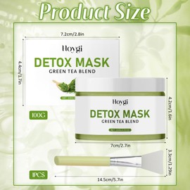 Green Tea Face Mask, 100 g, Green Tea Clay Mask, Green Tea Deep Cleanse Mask with Green Tea and Aloe Vera, Clay Mask for Deep Cleansing, Detoxification, Acne and Blackheads, Face Mask for All Skin