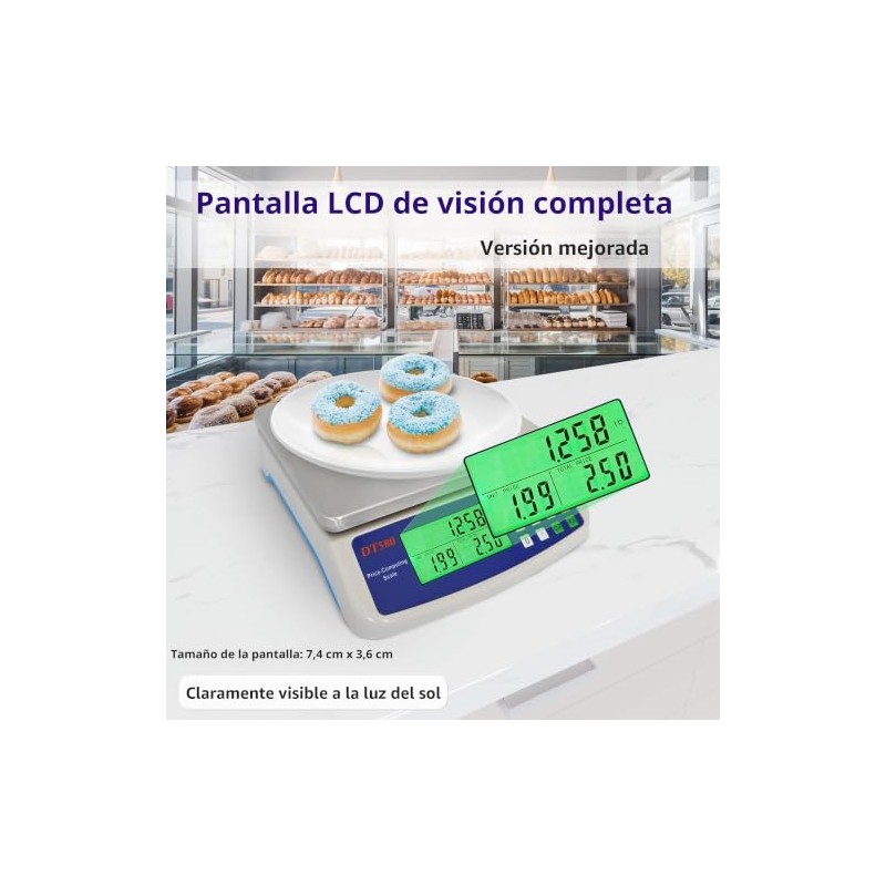 Báscula digital grande de cocina, 40 kg/88 libras, báscula de