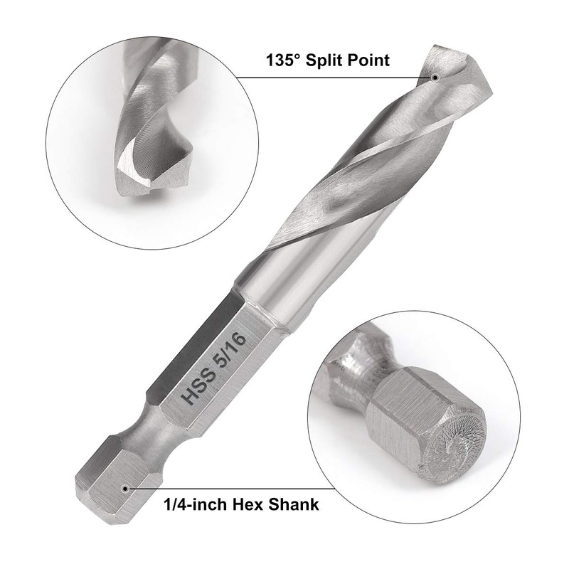 COMOWARE Stubby Drill Bit Set for Metal, 5pcs HSS M2