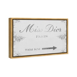The Oliver Gal Artist Co. Fashion and Glam Wall Art Framed Canvas Prints 'Miss D Classic' Road Signs Home Décor, 15" x 10", Gray, White