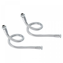 PATIKIL Pack of 2 11.8 Inch Gooseneck Microphone M10/M8 Thread 8 mm Metal Universal Hose Flexible Arm Gooseneck Tube Extension for Multifunctional DIY, Silver Tone