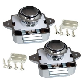 Vastsea Set of 2 Push Button Lock, Push Button Catch Door Lock, with Screws, for RV Drawer Cabinet, Motorhomes, Yachts, Camping, Caravan, Boats