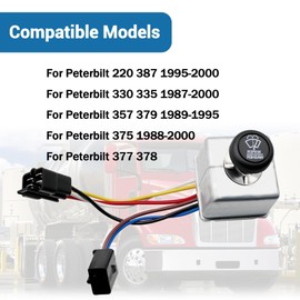 LoloWheat Wiper Switch with Knob Compatible with Peterbilt 220 378 379 387 Replaces 75600-26 7560026 6-Lead Knob Wiper Control Switch