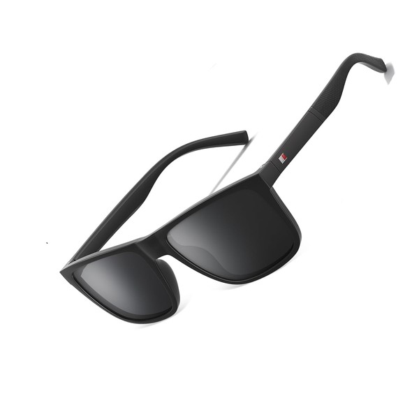 Glapeame Rectangular Sunglasses for Men and Women, Midnight Black Sand