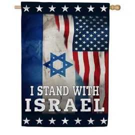 I Stand with Israel House Flag 28 x 40 inch Double Sided Support Pray for, America Friendship, Bandera de Israeli Jewish Decorative Outdoor Large Yard Flag