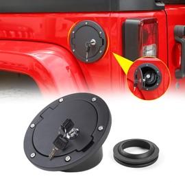 RT-TCZ - Tapón de llenado de combustible para puerta con bloqueo de gasolina, accesorios para Jeep Wrangler JK y Unlimited Sport Rubicon Sahara 2007-2017, color negro