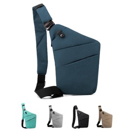 Anti Theft Bag Crossbody Purse-Anti Theft Travel Bag for Women & Men Slim Sling Bag CrossBody with Adjustable Strap (Blue Left)