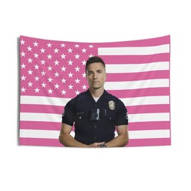 Tim Bradford The Rookie Pink American Flags For Wall Decor, Indoor Wall Tapestries, Room Decor, One Side Polyester Wall Flag - Style: Pink Flag, Size: 36''x26''