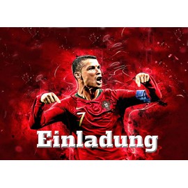 VSW 12 Invitation Cards + 12 Envelopes for Birthday Parties and Children's Birthday Party Compatible Ronaldo Football No. 93