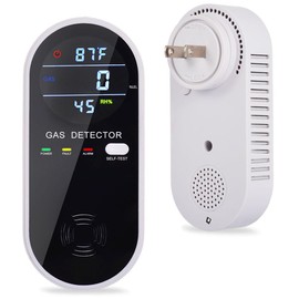 KH Alert Natural Gas Detector, 3 in 1 Plug-in Propane Gas Detector(Gas, Temperature and Humidity Display), Combustible Gas Detector for Home & RV Gas Leak Detector for LNG, LPG, Methane